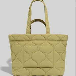 Madewell Quilted Tote Bag in Light Olive